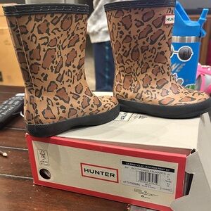 Hunter Kids Tan Leopard Print Boots